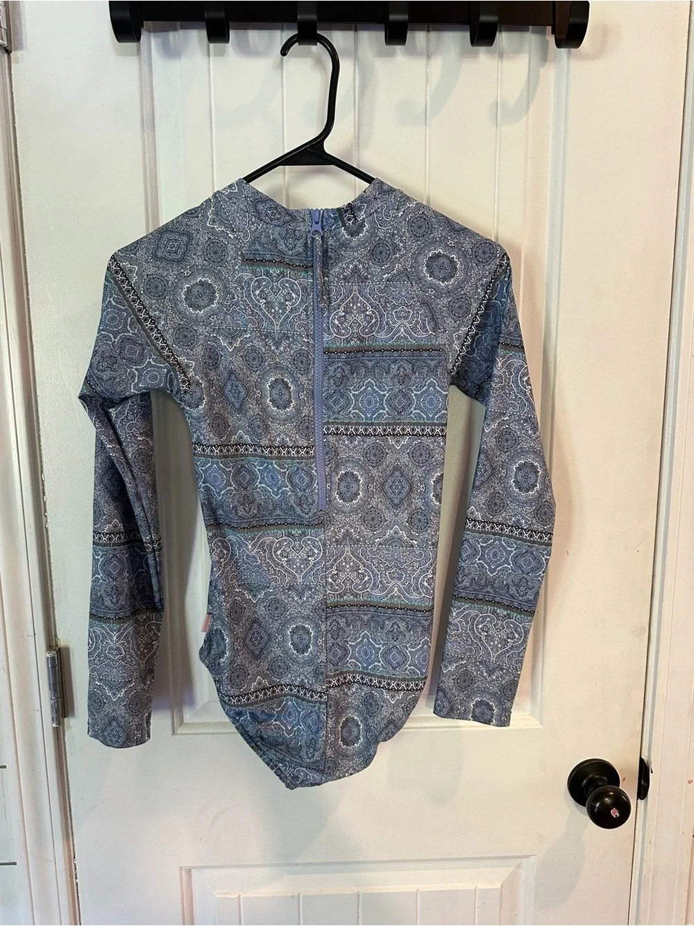 Seafolly Blue Paisley-Print Long Sleeve Rashguard One-Piece